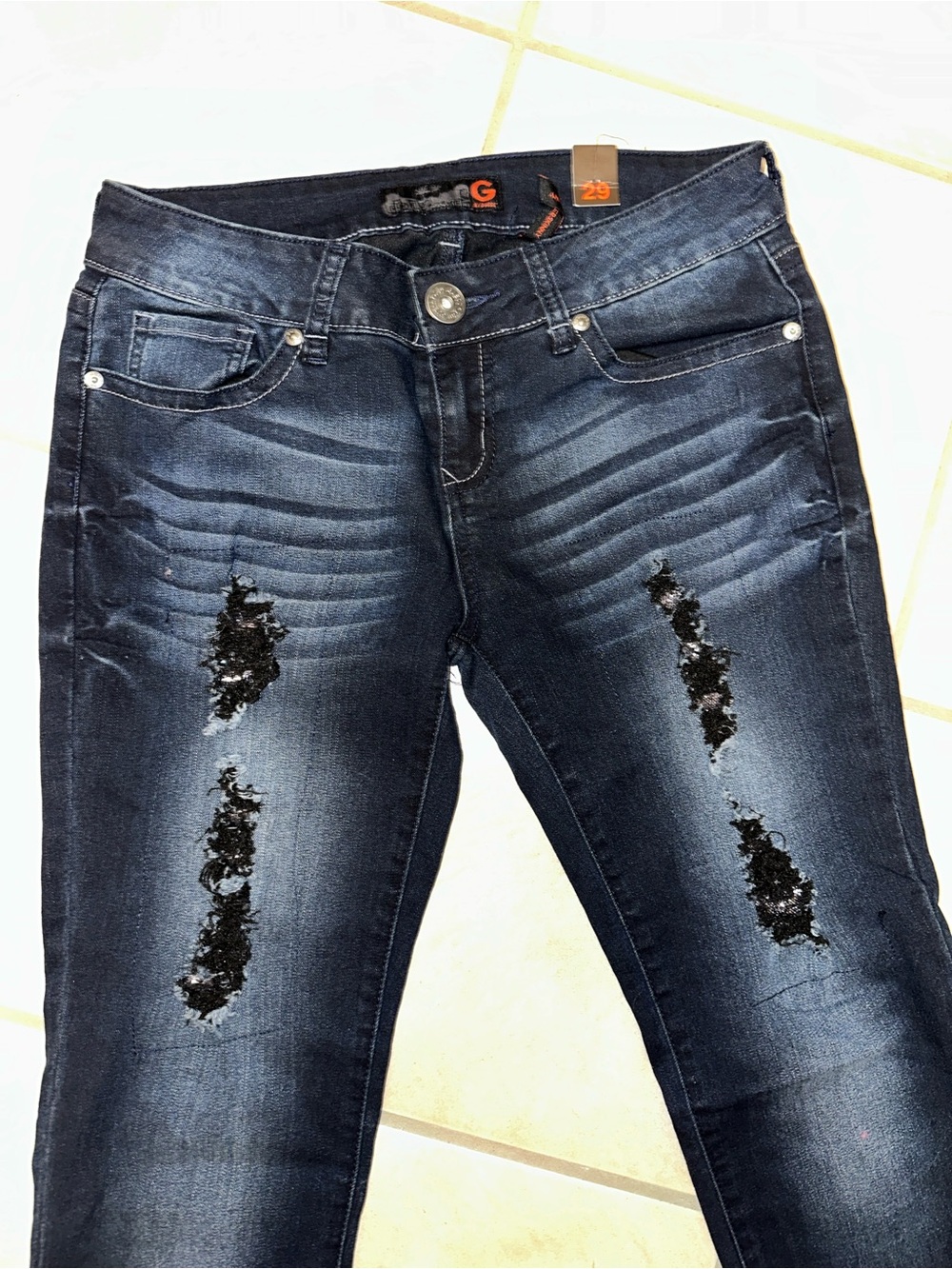 G by Guess Dark Blue Distressed Skinny Jeans